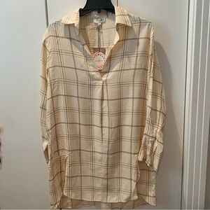 Umgee long sleeve tunic top women small  cream color